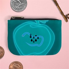 Xray Worms Fruit Apples Blue Mini Coin Purses by Mariart