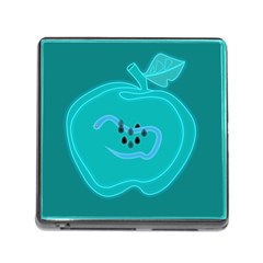 Xray Worms Fruit Apples Blue Memory Card Reader (square) by Mariart