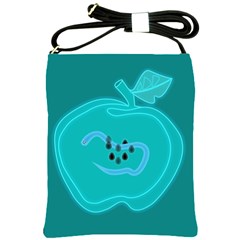 Xray Worms Fruit Apples Blue Shoulder Sling Bags by Mariart