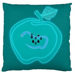 Xray Worms Fruit Apples Blue Large Cushion Case (two Sides) by Mariart