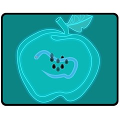 Xray Worms Fruit Apples Blue Double Sided Fleece Blanket (medium)  by Mariart