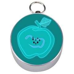 Xray Worms Fruit Apples Blue Silver Compasses by Mariart