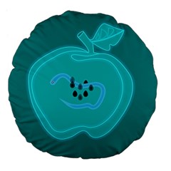 Xray Worms Fruit Apples Blue Large 18  Premium Flano Round Cushions by Mariart