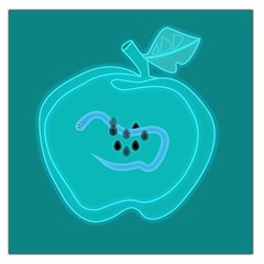 Xray Worms Fruit Apples Blue Large Satin Scarf (square)