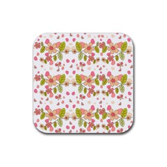 Floral Pattern Rubber Coaster (square)  by Valentinaart