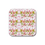 Floral pattern Rubber Coaster (Square)  Front