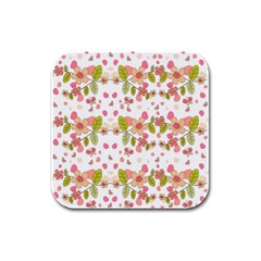 Floral Pattern Rubber Square Coaster (4 Pack)  by Valentinaart