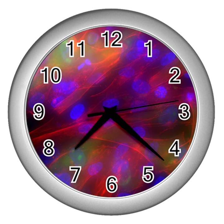 Vaccine Blur Red Wall Clocks (Silver) 