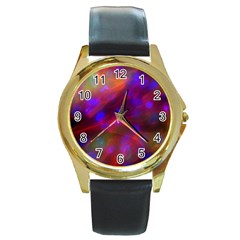 Vaccine Blur Red Round Gold Metal Watch by Mariart