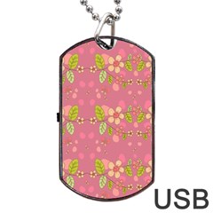 Floral Pattern Dog Tag Usb Flash (two Sides)