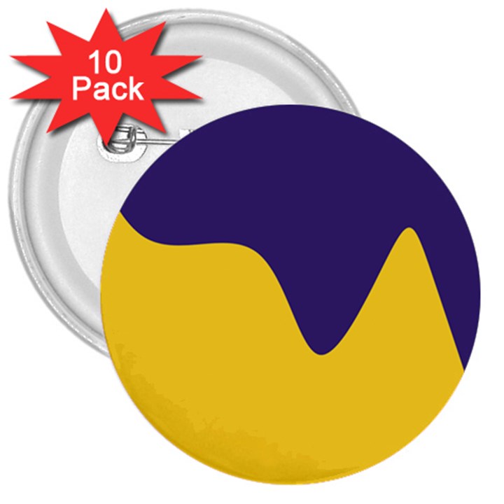 Purple Yellow Wave 3  Buttons (10 pack) 