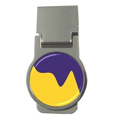 Purple Yellow Wave Money Clips (round)  by Mariart