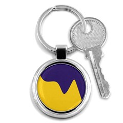 Purple Yellow Wave Key Chains (round) 