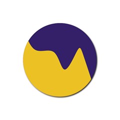 Purple Yellow Wave Rubber Coaster (round) 