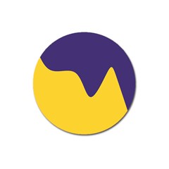 Purple Yellow Wave Magnet 3  (round) by Mariart