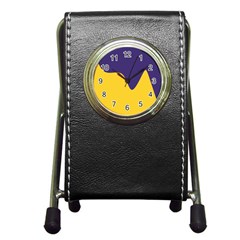 Purple Yellow Wave Pen Holder Desk Clocks by Mariart