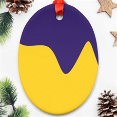 Purple Yellow Wave Oval Ornament (two Sides) by Mariart