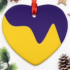 Purple Yellow Wave Heart Ornament (two Sides) by Mariart