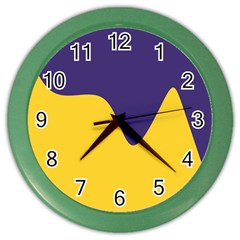 Purple Yellow Wave Color Wall Clocks by Mariart