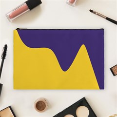 Purple Yellow Wave Cosmetic Bag (large)  by Mariart