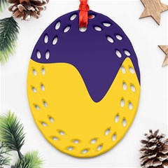 Purple Yellow Wave Oval Filigree Ornament (two Sides) by Mariart