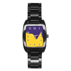 Purple Yellow Wave Stainless Steel Barrel Watch by Mariart