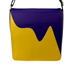 Purple Yellow Wave Flap Messenger Bag (l)  by Mariart