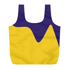 Purple Yellow Wave Full Print Recycle Bags (l)  by Mariart