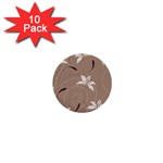 Star Flower Floral Grey Leaf 1  Mini Buttons (10 pack)  Front