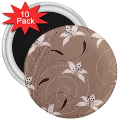 Star Flower Floral Grey Leaf 3  Magnets (10 Pack) 