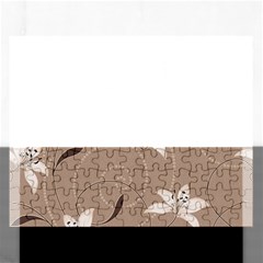 Star Flower Floral Grey Leaf Rectangular Jigsaw Puzzl by Mariart