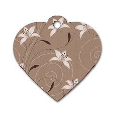 Star Flower Floral Grey Leaf Dog Tag Heart (one Side) by Mariart