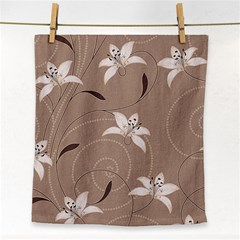 Star Flower Floral Grey Leaf Face Towel by Mariart