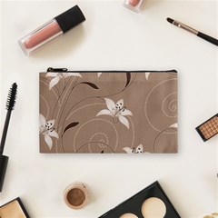 Star Flower Floral Grey Leaf Cosmetic Bag (small)  by Mariart