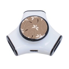 Star Flower Floral Grey Leaf 3-port Usb Hub by Mariart