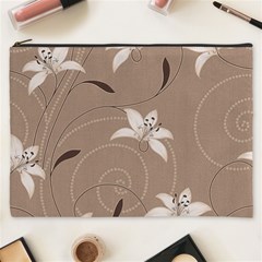 Star Flower Floral Grey Leaf Cosmetic Bag (xxxl)  by Mariart