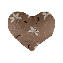 Star Flower Floral Grey Leaf Standard 16  Premium Heart Shape Cushions by Mariart