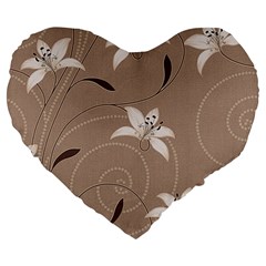 Star Flower Floral Grey Leaf Large 19  Premium Heart Shape Cushions by Mariart