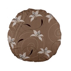 Star Flower Floral Grey Leaf Standard 15  Premium Flano Round Cushions by Mariart