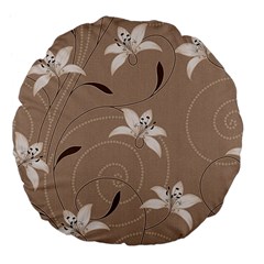 Star Flower Floral Grey Leaf Large 18  Premium Flano Round Cushions by Mariart