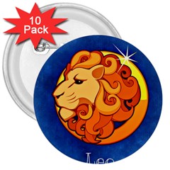 Zodiac Leo 3  Buttons (10 Pack)  by Mariart