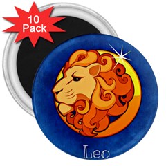 Zodiac Leo 3  Magnets (10 Pack)  by Mariart