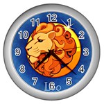 Zodiac Leo Wall Clocks (Silver)  Front