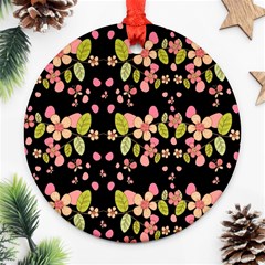 Floral Pattern Round Ornament (two Sides) by Valentinaart