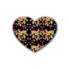 Floral Pattern Heart Coaster (4 Pack)  by Valentinaart