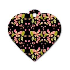 Floral Pattern Dog Tag Heart (one Side)