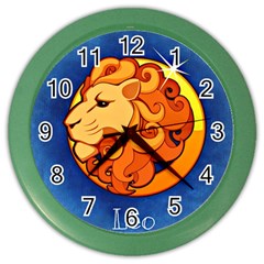 Zodiac Leo Color Wall Clocks by Mariart