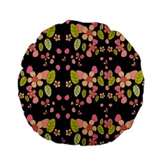 Floral Pattern Standard 15  Premium Round Cushions