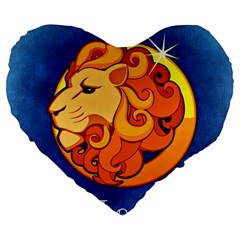 Zodiac Leo Large 19  Premium Heart Shape Cushions by Mariart