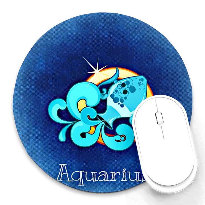 Zodiac Aquarius Round Mousepads